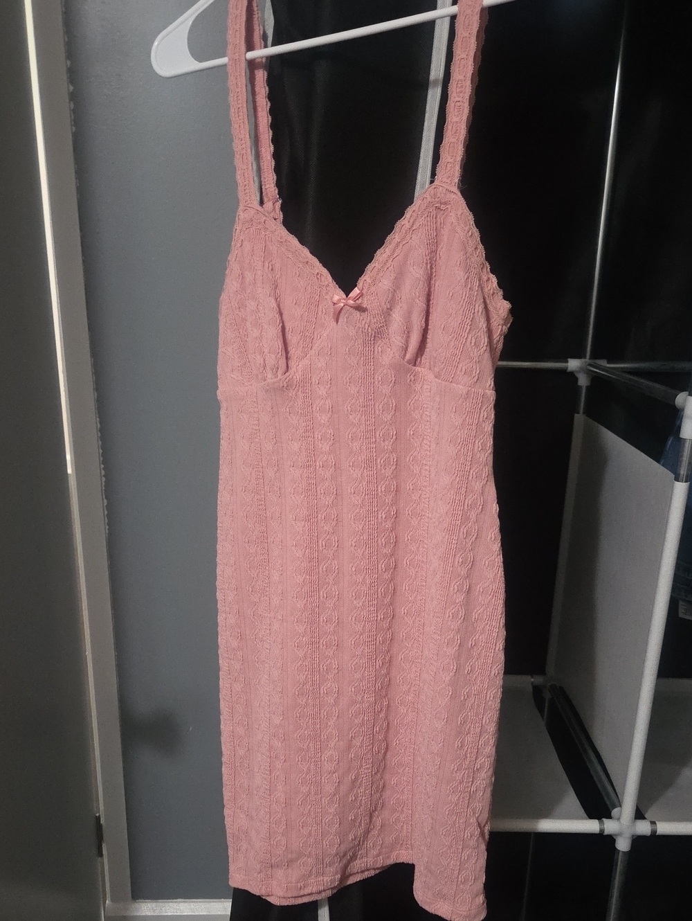 No Boundaries Dusty Pink Lace Chemise with Bow Accent